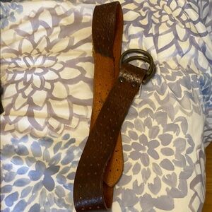 Brown Leather Belt with Metal Buckle
